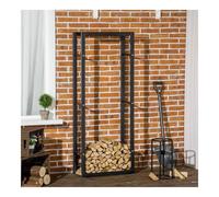 Metal Firewood Holder, Large Rectangular Log Storage Rack, Wood Stacking Aid for Outdoor Fireplaces and Stoves
