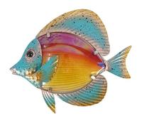 Metal Fish Wall Decor Hanging Glass Sculpture Art for Garden Yard Living Room Bedroom Patio Balcony Sea Wall Home Ocean Theme Kitchen Pool Porch, Outdoor Indoor Decorations Ocean Hanging, Orange