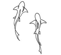 Metal Fish Wall Decor - Nautical Shark Room Art, Abstract Line Shark Design for Coastal-Themed Interiors(set of 2,Black)
