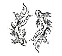 Metal Fish Wall Decor Set of 2 - Black Wrought Iron Art - for Home Garden - Feng Shui Symmetrical Design - Indoor Outdoor Hanging Sign - for Easy Install Matte Finish