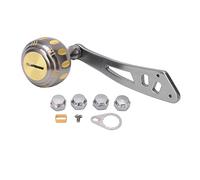 Metal Fishing Reel Handle Replacement, Baitcasting Drum Reel Power Handle Knob Grip with CNC - Carved Metal Rocker Arm, 360° Rotating, Includes M7/M8 Screws and Lock Pieces for (Gold)