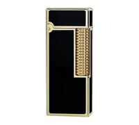 Metal Flip Kerosene Lighter, Old-Fashioned Side Slide Ignition, Classic Soft Flame, Suitable for Outdoor Travel, Camping and Gifts (Black)(Gold)