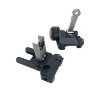 Metal Flip-Up Front & Rear Rapid Transition Sight Folding Sight Set, Double Aperture Iron Sights, K300 Back Up Scope, Adjustable Machine Sights, Fit 20MM Rails Mount, Black&Silver