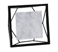 Metal Floating Glass Frame with Easel Support for Displaying For Art and Photos, Iron Construction for Stability and Style (Black triangle - 6)