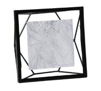 Metal Floating Glass Picture Frame with Easel for Displaying For Art and Photographs on Desk or Table Surfaces (Black triangle - 6)