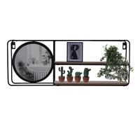 Metal Floating Shelf Black Metal Wall Rack With Mirror Wall Mounting 50cm Shelf
