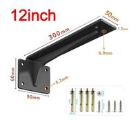 Metal Floating Shelf Brackets, Heavy-Duty Wall Mount Supports for Shelves, 150-500 mm Adjustable Cold-Rolled Steel, Black - for Home, Offi(500MM)