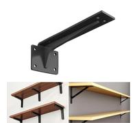 Metal Floating Shelf Brackets, Heavy-Duty Wall Mount Supports for Shelves, 150-500 mm Adjustable Length, Cold-Rolled Steel, Black - for Home, Off(450MM)