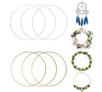 Metal Floral Hoop Wreat, 6 PCS Metal Floral Hoop Centerpiece, 20cm Metal Wreath Ring for Christmas Dream Catcher Wedding Wall Hanging Crafts(Gold Silver)
