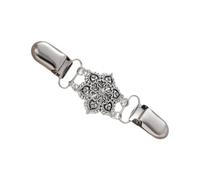 Metal Flower Clasp Ornate Clip Accessory for Collar Points | Silver Tone Scarf Lapel Detail with Paired Fastening Design, Single Count Wardrobe Accent