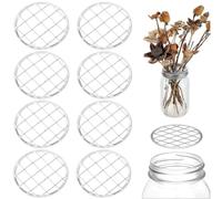 Metal Flower Frog Lids for Floral Arrangement Holder Inserts, Square Grid Vase Accessories, Rust Proof Jar for 70mm 86mm Bottle Fitters, DIY Bouquet Making Tools and(B)