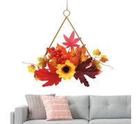 Metal Flower Garland - Artificial Sunflower Pumpkin Door Wreath | Sunflower Maple Leaf Circle Garland, Rustic Rustic Seasonal Coat Hanger