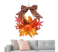 Metal Flower Garland - Artificial Sunflower Pumpkin Door Wreath | Sunflower Maple Leaf Circle Garland, Rustic Rustic Seasonal Coat Hanger