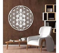 Metal Flower of Life Kabbalah Wall Art, Metal Sacred Geometry Zen Meditation Wall Artwork Decor, Black Artwork Decoration for Living Room,Bedroom Hallway and Stairs Nature Home Decor (W