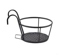 Metal flower pot rack for balcony railing hanging, designed to save space and provide a support for several plants (Black)
