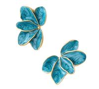Metal Flower Red Enamel Petal Drop Earrings for Women Trendy Yellow Blue Green Drops Oil Flower Earrings Jewelry
