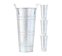 Metal Flower Vase - 4pcs 30cm Tall Wedding Buckets, Rustic Farm Decor Vases, Elegant Table Centerpiece Holders | Vintage Style Containers For Dried Pampas Grass Flower Arrangements