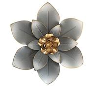 Metal Flower Wall Art Decor, 10“ Rustic Modern Floral Sculpture, Distressed Iron Wall Hanging Home Decoration Accent Artworks for Indoor Kitchen Bedroom Living Room Office Outdoor Garden Patio