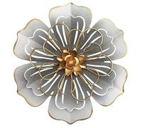 Metal Flower Wall Art Decor, 8.3" Rustic Modern Floral Sculpture, Distressed Iron Wall Hanging Home Decoration Accent Artworks for Indoor Kitchen Bedroom Living Room Office Outdoor Garden Patio - 06