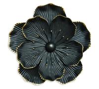 Metal Flower Wall Art Decor, 9" Rustic Modern Floral Sculpture, Distressed Iron Wall Hanging Home Decoration Accent Artworks for Indoor Kitchen Bedroom Living Office Outdoor Garden Patio (35C-Black)