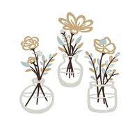 Metal Flower Wall Art Set, 3-Piece Floral Design for Living Room, Bedroom, Kitchen, Bathroom, Outdoor Wall Decor