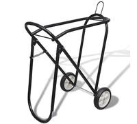 Metal Foldable Saddle Rack on Wheels, Black Steel, 84x33x76 cm, Durable Design