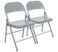 Metal Folding Chairs - Matt Grey - Pack of 2