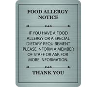 Metal Food Allergy Safety Notice Brushed Aluminium A5 Size UK MADE Sign Plaque
