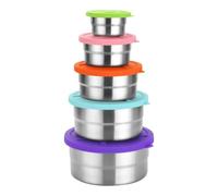 Metal Food Container | Metal Lunch Box with Lids,Nesting Round Bowl Set for Kitchen Storage Daily Meal Prep Salad Travel Picnic Camping School