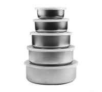Metal Food Prep Bowls 5pc Set with Lids