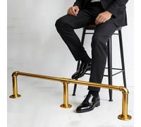 Metal Foot Rest for Bar Desk, Industrial Pipe Bar Foot Rail 10 9.5 9.0 8.5 8.0 7.5 7.0 6.5 6.0 5.5 5.0 ft, Linear Footrest Railing Post Gold(7.2ft/219cm)