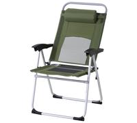 Metal Frame 3-Position Adjustable Outdoor Garden Chair w/ Headrest Green