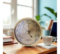 Metal Frame Analogue Barometer Clock with Pressure Gauge, Wall Mounted Traditional Home Weather Station and Atmospheric Pressure Meter for Accurate Indoor Weather Monitoring(Silver)