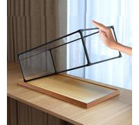 Metal Frame Clear Acrylic Boxes, Visible Alternative Glass Box for Collectibles/ Crafts, Removable Plastic Display Cabinet with Wooden Base(L25xW30xH25cm/10x12x10")