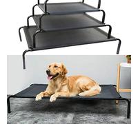 Metal Frame Dog Cot Elevated Pet Bed, Raised Dog Bed with Breathable Mesh & No-Slip Rubber Feet, Lightweight & Portable Raised Outdoor Pet Bed for Indoor Camping Beach Travel Use, 75x47x15CM