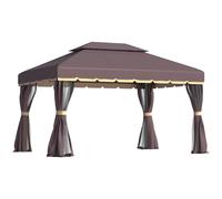 Metal Frame Gazebo with Sides Aluminium Metal Canopy Nets Coffee