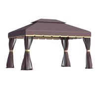 Outsunny 3x4m 2-Tier Gazebo Aluminium Garden Marquee Party Tent Canopy Coffee