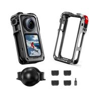 Metal Frame Rabbit Cage for Insta360 X6 with 4pcs Mic Wind Muff and Protective Lens Cap for Insta360 X6, with Cold Shoe Mounts & 1/4" Threads, Action Camera Accessories