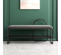 Metal Frame Shoe Storage Ottoman Bench with Padded Seat, Modern Velvet Tufted Upholstered Organizer Rack for Entryway, Balcony, Hallway, Living Room