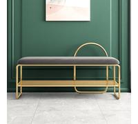 Metal Frame Shoe Storage Ottoman Bench with Padded Seat, Modern Velvet Tufted Upholstered Organizer Rack for Entryway, Balcony, Hallway, Living Room