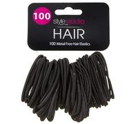 Metal-Free Hair Elastics 100pk - Black - Half-Up Styles - Everyday Use - Ideal If You Have Dark Coloured Hair - Hair Ties Strong Hair Bobbles for Women Metal Free - Durable And Long-Lasting