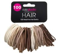 Metal-Free Hair Elastics 100pk - Blonde/Brunette - Half-Up Styles - Everyday Use - Ideal If You Have Dark Coloured Hair - Hair Ties Strong Hair Bobbles for Women Metal Free - Durable And Long-Lasting