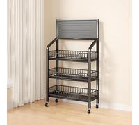 Metal Free-Standing Rolling Drinks Storage Shelf, 3-Tier Commercial Snack Organizer, Kitchen Candy and Potato Chips Holder, Large Display Rack