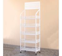 Metal Free-Standing Rolling Drinks Storage Shelf, 3-Tier Commercial Snack Organizer, Kitchen Candy and Potato Chips Holder, Large Display Rack