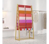 Metal Freestanding Scarf Holder Organizer, Commercial Garment Rack Hanger for Shawl Hijab Silk Pants Clothing Boutique Retail Store Stand(Gold,70x170cm)