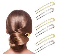 Metal French Hair Pin for Women, 6pcs Hair Fork Clip U Shaped Hair Sticks French Hair Styling Pins Elegant Accessories for Women Girls, Wedding, Ball(3 colors)