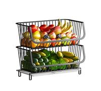 Metal Fruit and Vetable Rack - Stackable Wire Basket for Kitchen Countertop Sto Black Holder for Fruits and V and Slish Kitchen nizer