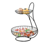 Metal Fruit Basket | 2 Tier Vegetable | Wire Vegetable Basket - For Countertop, Pantry, Shelf, Party, Buffet, Break Room, Apartment, Kitchen, Home Office, Dining Table, Study, Hotel