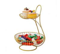 Metal Fruit Basket,2-Tier Veggies Storage - Wire Veggies Container | for Pantry Shelf Kitchen Living Room Study Home Office Apartment Party Buffet Hotel Restaurant