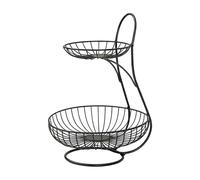 Metal Fruit Basket - Fruit Stand for Countertop 25x25x36cm, 2 Tier Vegetable Storage, for Pantry, Buffet, Breakroom, Apartment, Kitchen, Home, Office